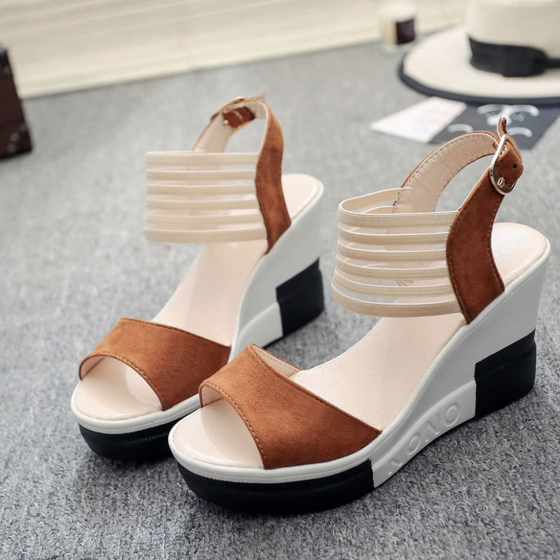 luxury wedge fish mouth women high heel shoes