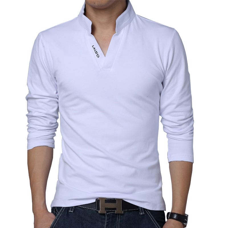 Mandarin Collar Long Sleeve Slim Fit T-Shirt T-SHIRT
