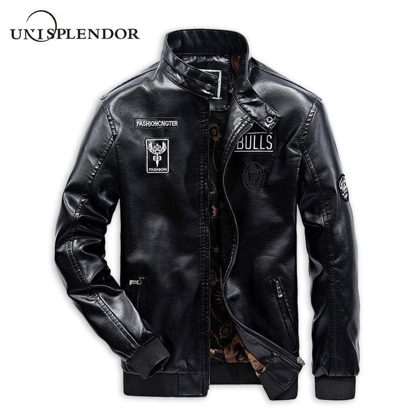 men leather jacket thick warm windbreaker