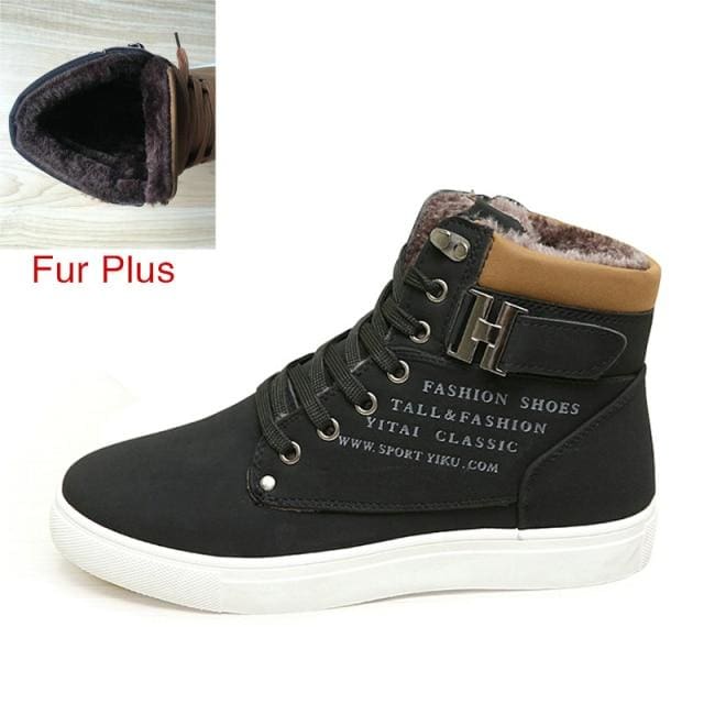 men shoes warm fur winter leather footwear