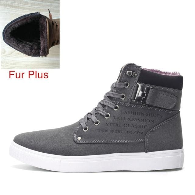 men shoes warm fur winter leather footwear