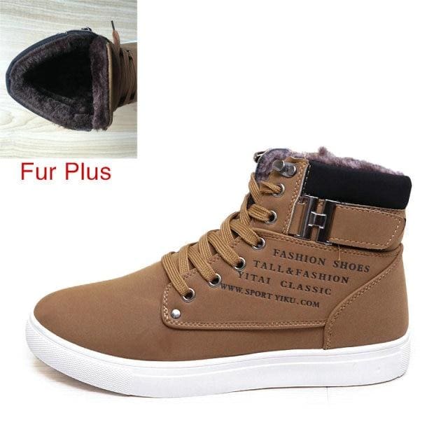 men shoes warm fur winter leather footwear