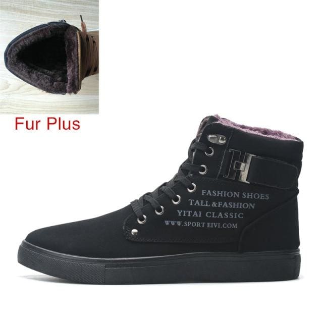men shoes warm fur winter leather footwear