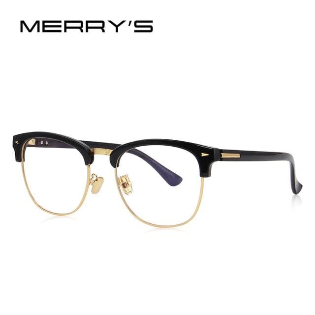 merry's design men/women classic retro eyeglasses half metal eyewear c02 gold