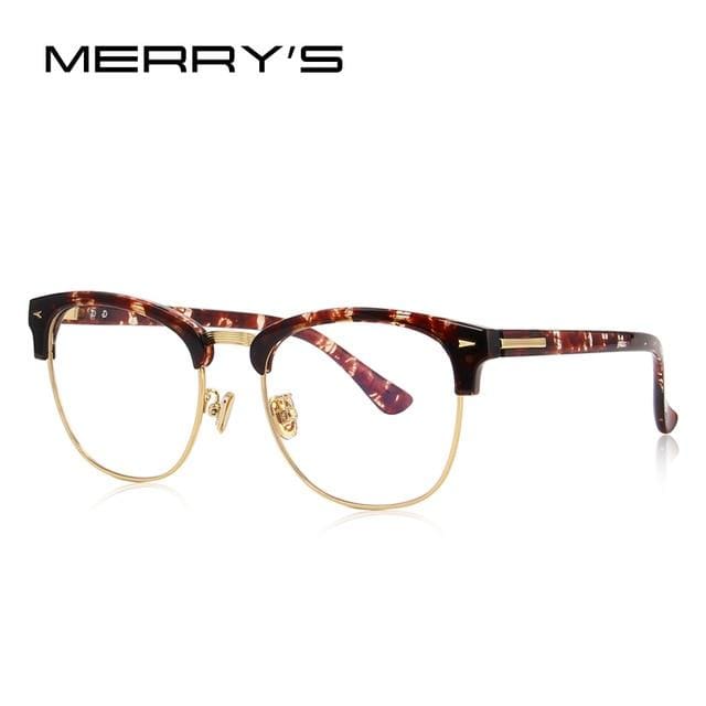 merry's design men/women classic retro eyeglasses half metal eyewear c04 printing