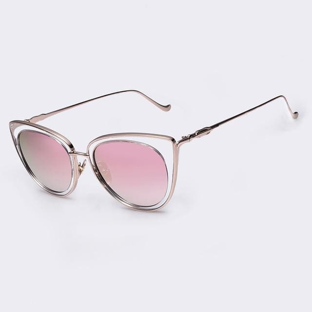 metal frame cat eye women sunglasses c2pink mirror