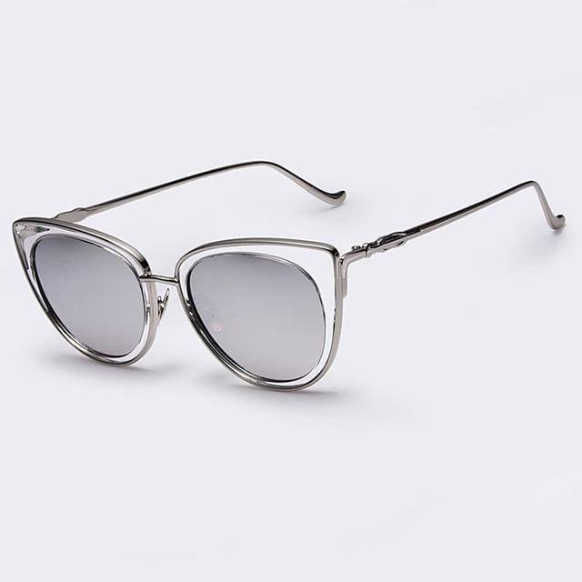 metal frame cat eye women sunglasses c4silver mirror