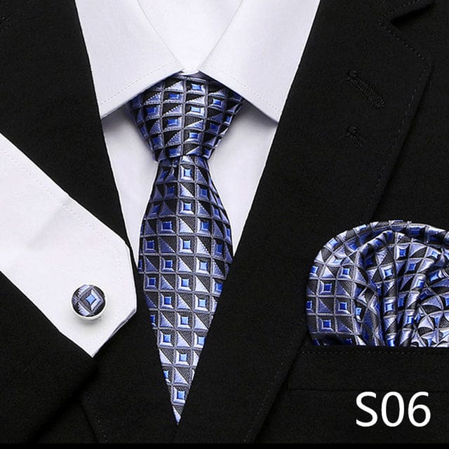 mix colors silk wedding gift tie pocket squares set s06