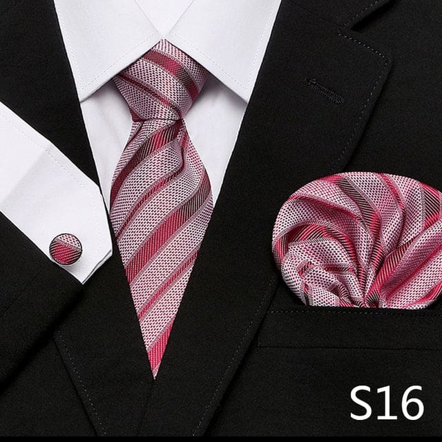 mix colors silk wedding gift tie pocket squares set s16