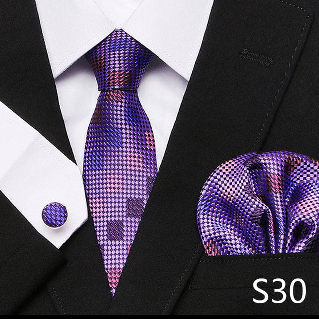 mix colors silk wedding gift tie pocket squares set s30