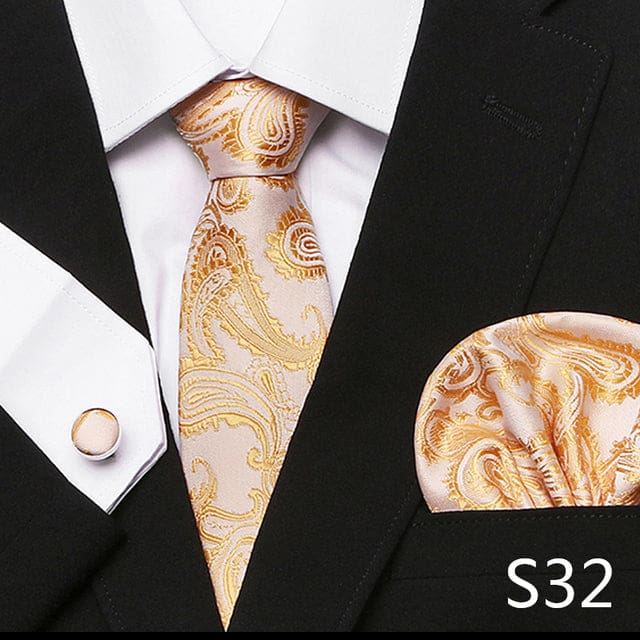 mix colors silk wedding gift tie pocket squares set s32