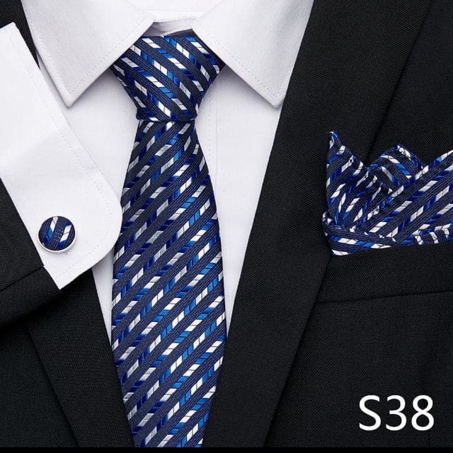 mix colors silk wedding gift tie pocket squares set s38