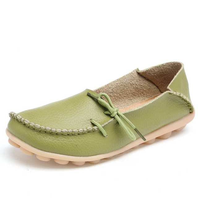 moccasins genuine leather flat loafer grass green / 13