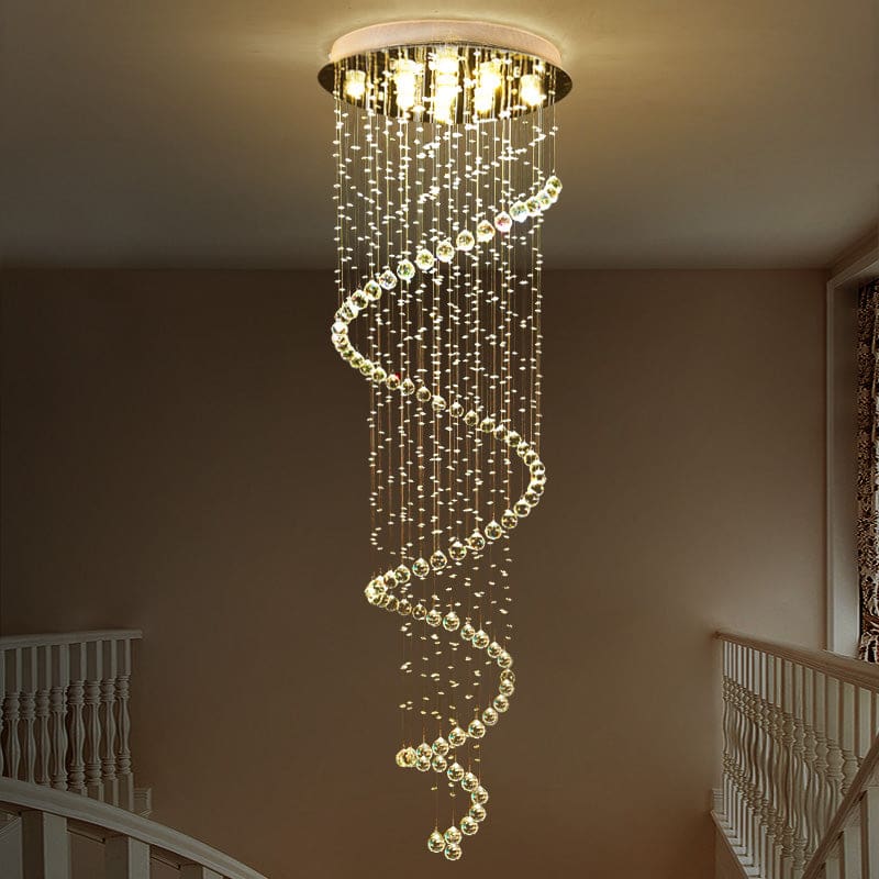 modern luxury led k9 crystal chandelier double staircase lamp