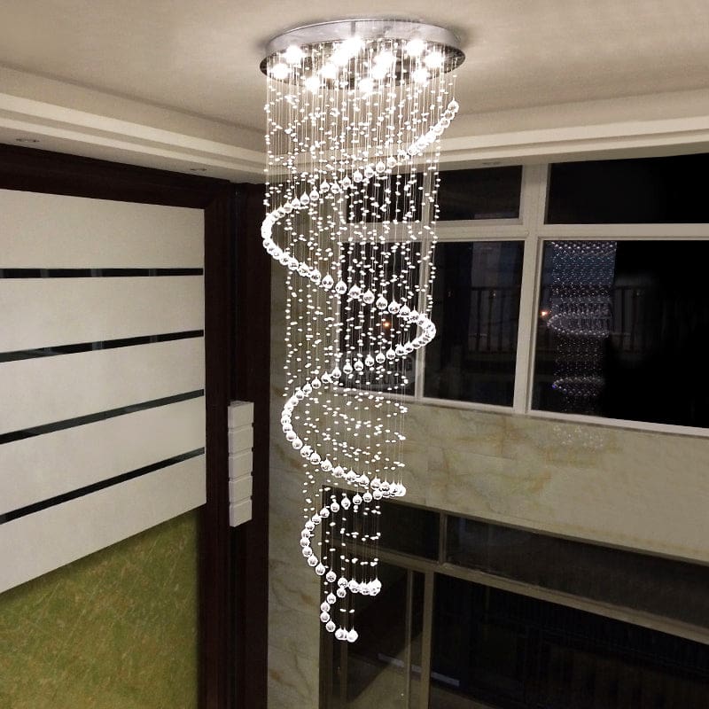 modern luxury led k9 crystal chandelier double staircase lamp