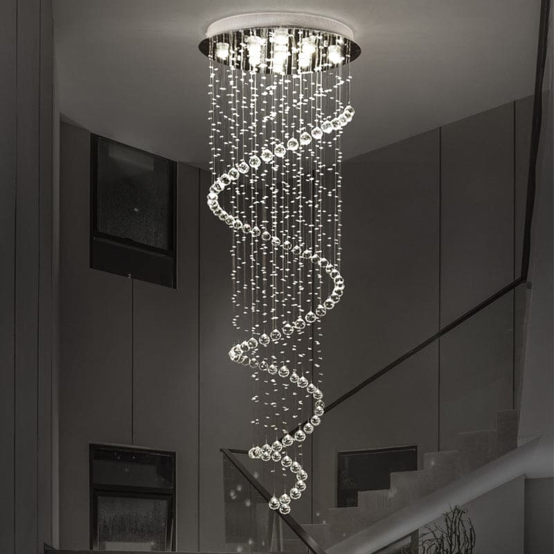 modern luxury led k9 crystal chandelier double staircase lamp