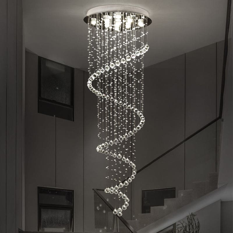 modern luxury led k9 crystal chandelier double staircase lamp