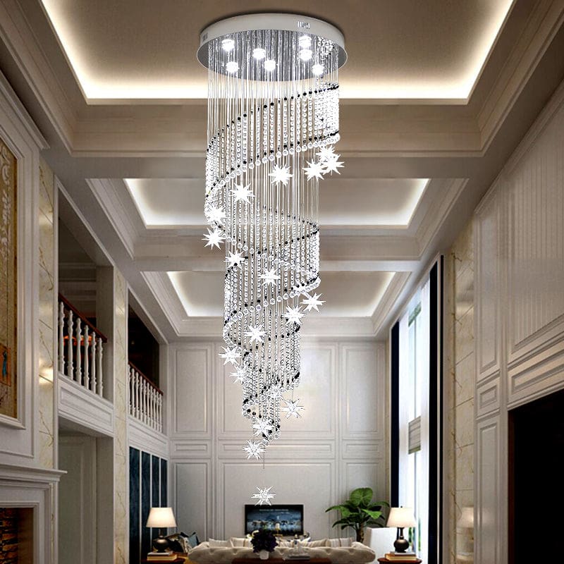 moon and star spiral shaped luxury crystal chandelier