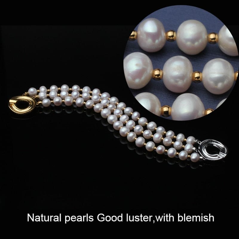 multi layer natural freshwater pearl bracelet