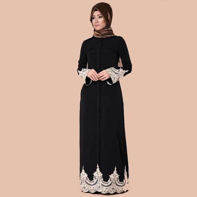 muslim abaya lace dress cardigan islamic prayer clothing