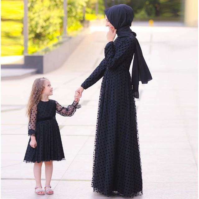 muslim mother daughter family matching clothing