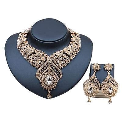 new costume women dubai jewelry set gold plated white