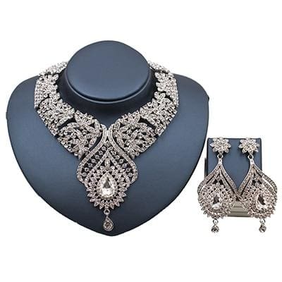 new costume women dubai jewelry set platinum white