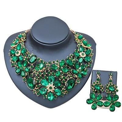 new costume women trendy bridal jewelry set green