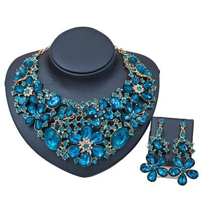 new costume women trendy bridal jewelry set light blue