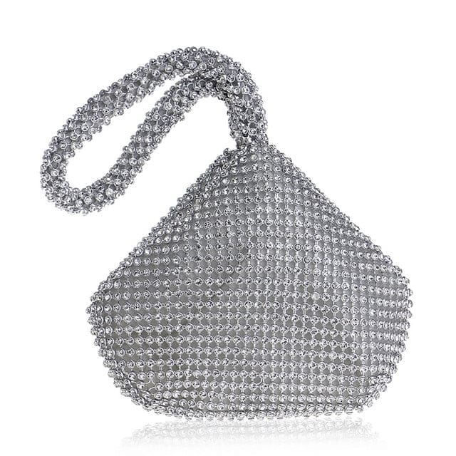 new design rhinestones bucket ladies clutch purse evening handbags ym1217silver