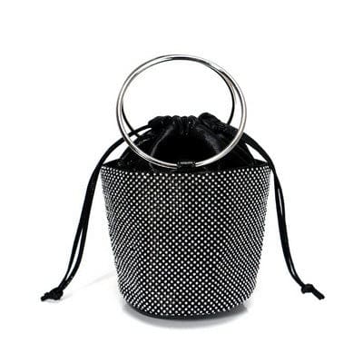 new design rhinestones bucket ladies clutch purse evening handbags ym1768black