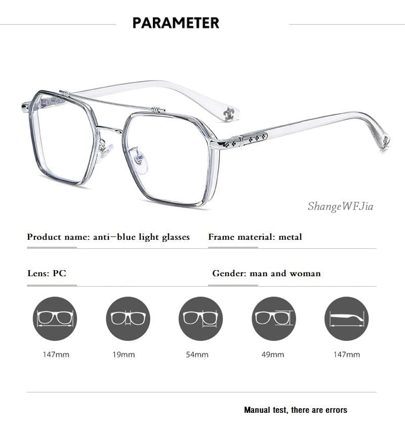 new double bridge square anti-blue light glasses