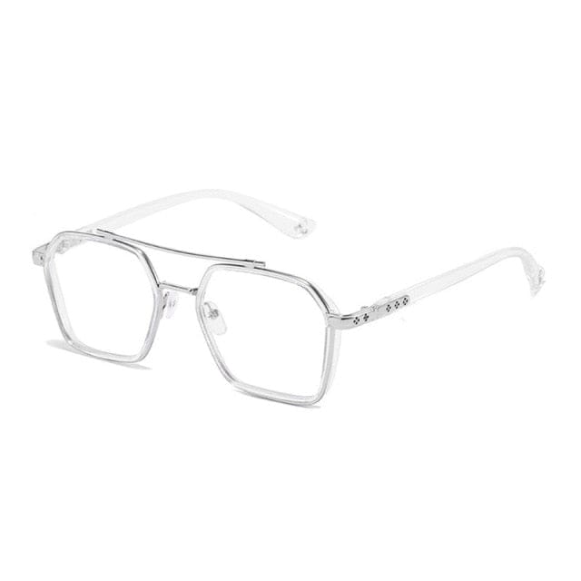 new double bridge square anti-blue light glasses cn / transparent