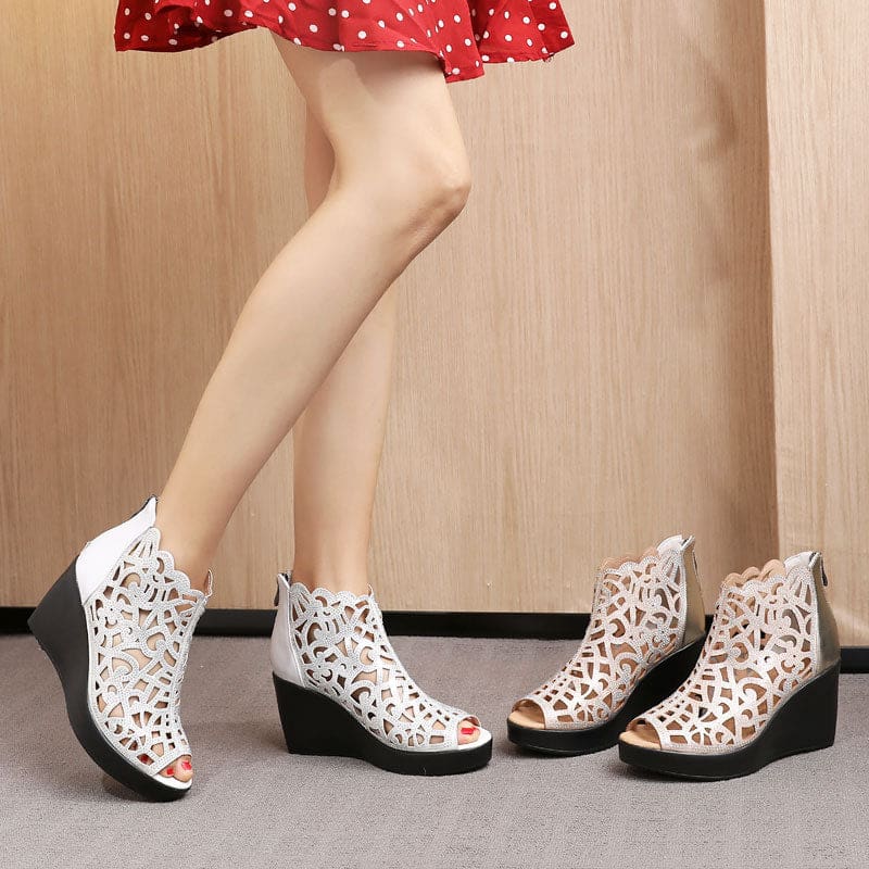 New Elegant Summer Fish Mouth Hollow Rhinestone Women High Heels HIGH HEELS