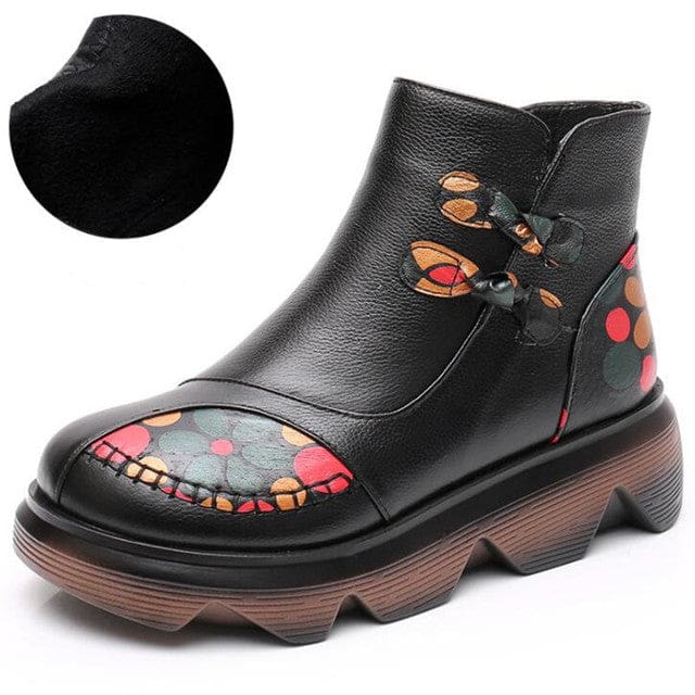 new fashion genuine leather thick-soled warm plush boots