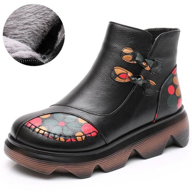 new fashion genuine leather thick-soled warm plush boots