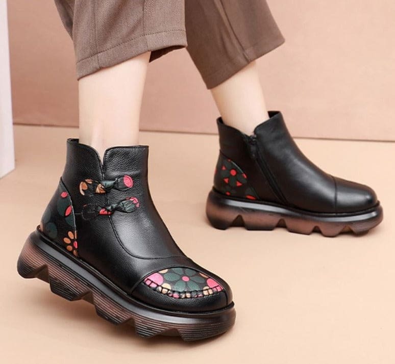 new fashion genuine leather thick-soled warm plush boots