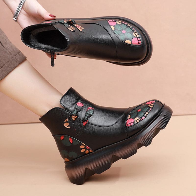 new fashion genuine leather thick-soled warm plush boots