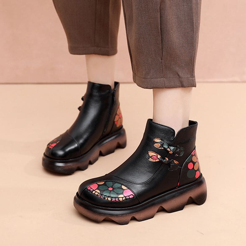 new fashion genuine leather thick-soled warm plush boots