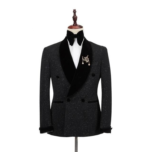 new men tuxedo 2 pieces double breasted shawl lapel wedding party suit