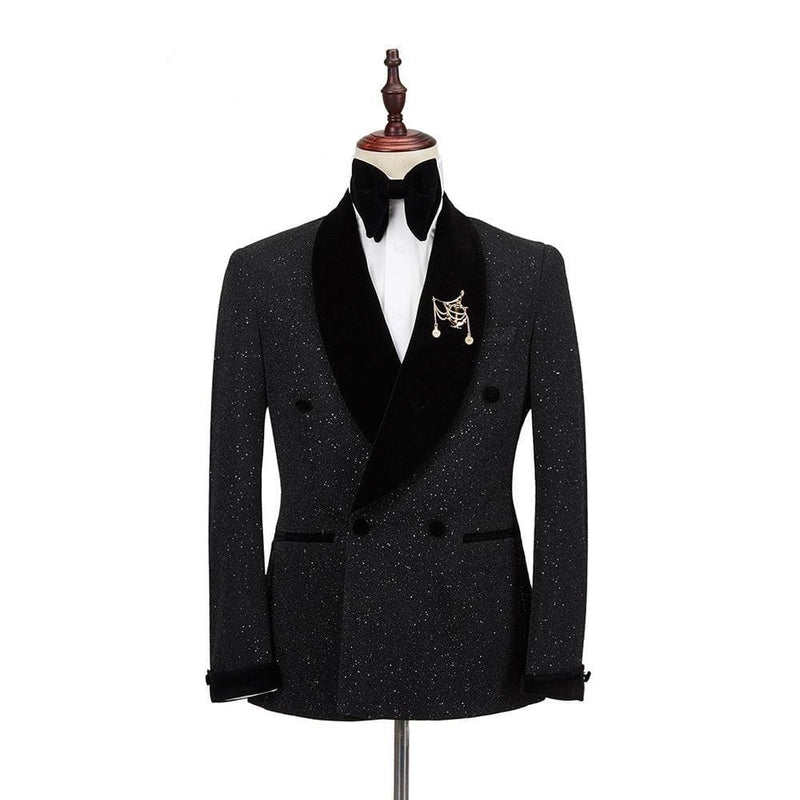 new men tuxedo 2 pieces double breasted shawl lapel wedding party suit