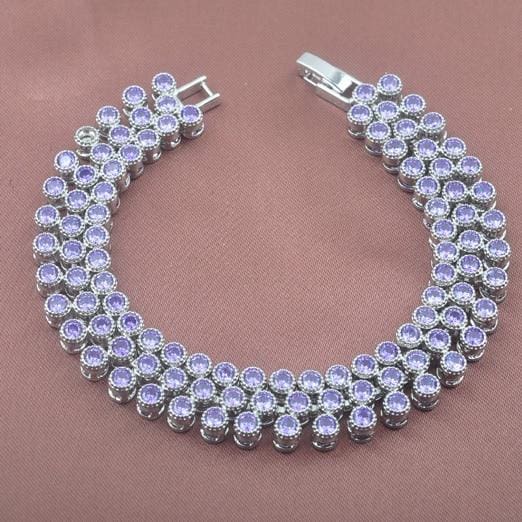 new purple zirconia 925 sterling silver women jewelry set