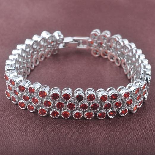 new red zirconia 925 sterling silver women jewelry set
