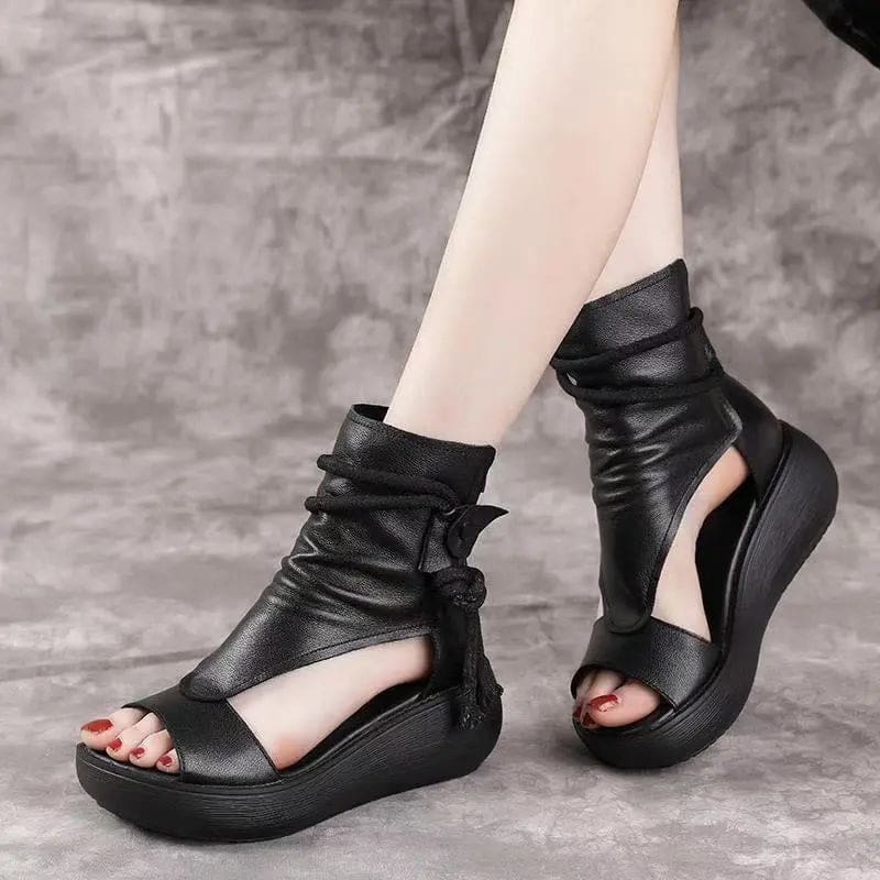 New Summer Cool Boots Platform Leather Wedges Women Sandals WOMEN SANDALS