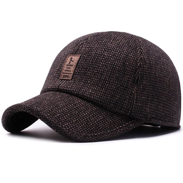 New Winter Warm Baseball Cap With Earflap Thicken Cotton Snapback Caps Coffee BASEBALL CAP