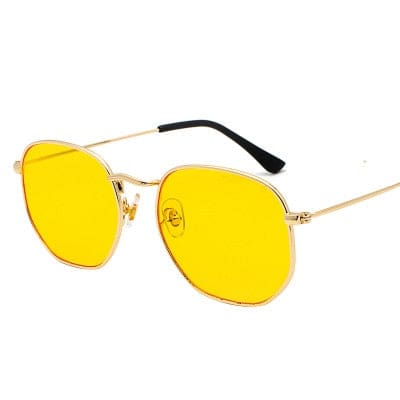 new women metal frame fishing sun glasses gold yellow / as