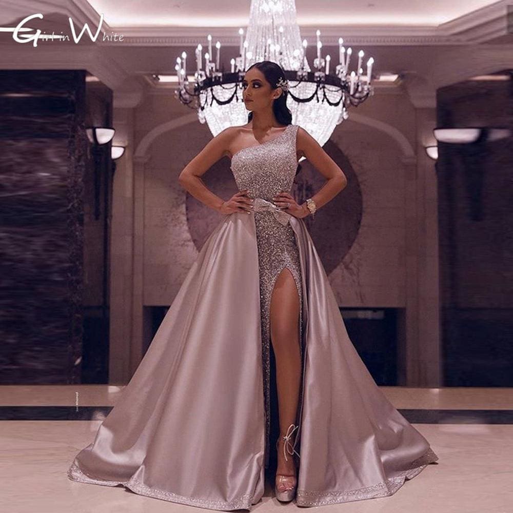 One Shoulder Backless Sexy High Split Evening Party Dress Purple / 22W One Shoulder Backless Sexy High Split Evening Party Dress Purple / 22W