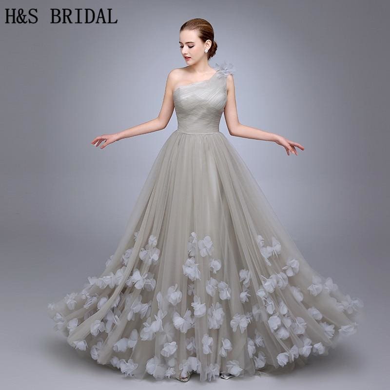 one shoulder ladies popular tulle long evening gown