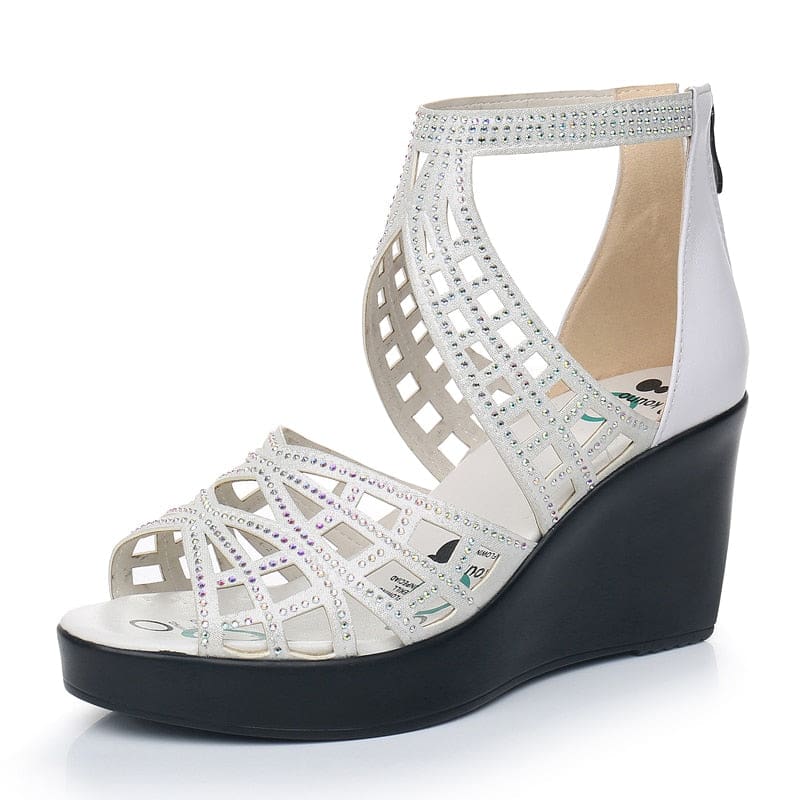 Open Toe Rhinestone Hollow Out Wedges Women High Heels HIGH HEELS