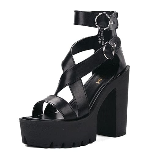 open toe rome style buckle gladiator high heels